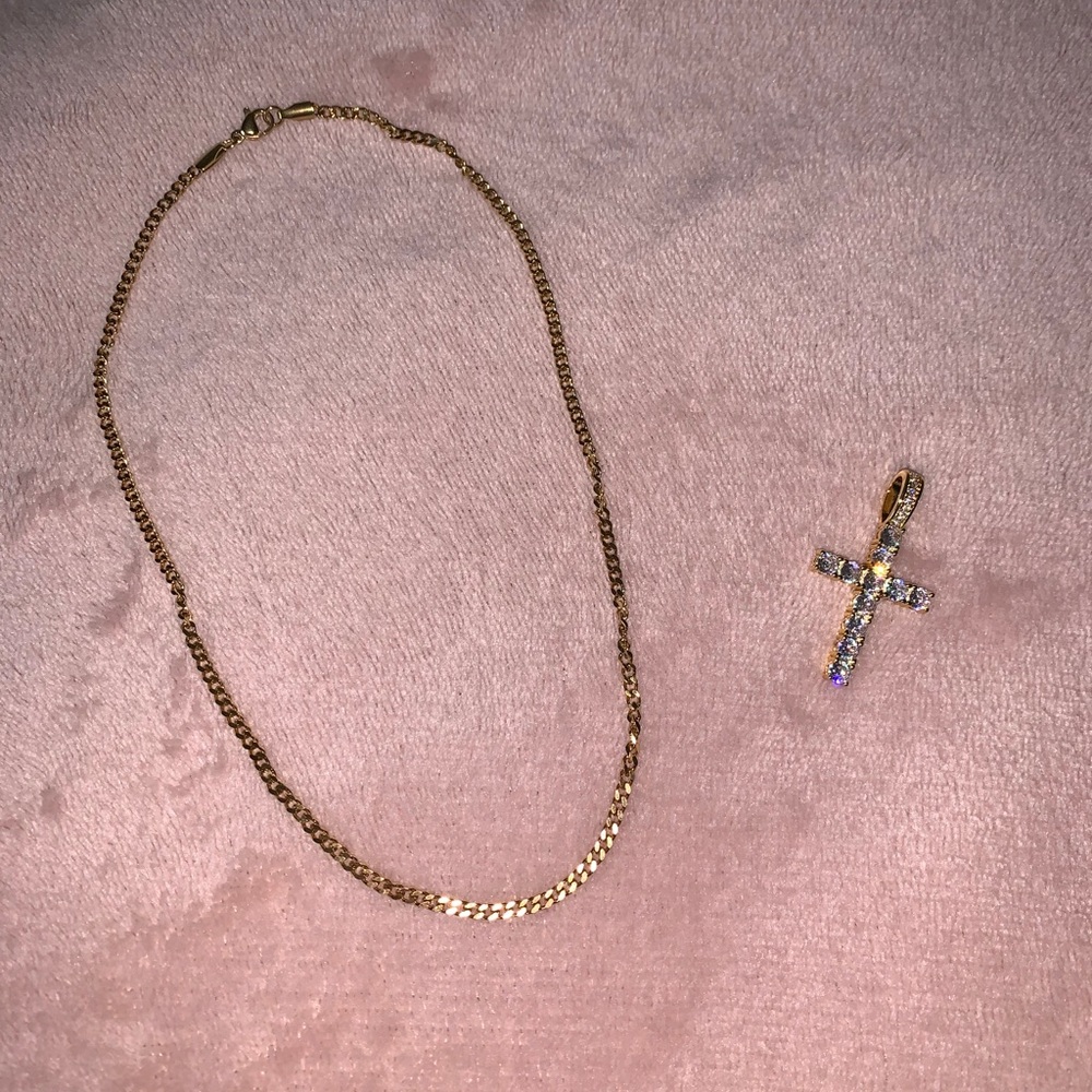 Cubic Zirconia Gold Cross